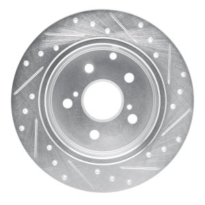 Pontiac Vibe Brake Rotor (1) - Rear Left - R1 Concepts - Drilled & Slotted - Silver - `09-`13